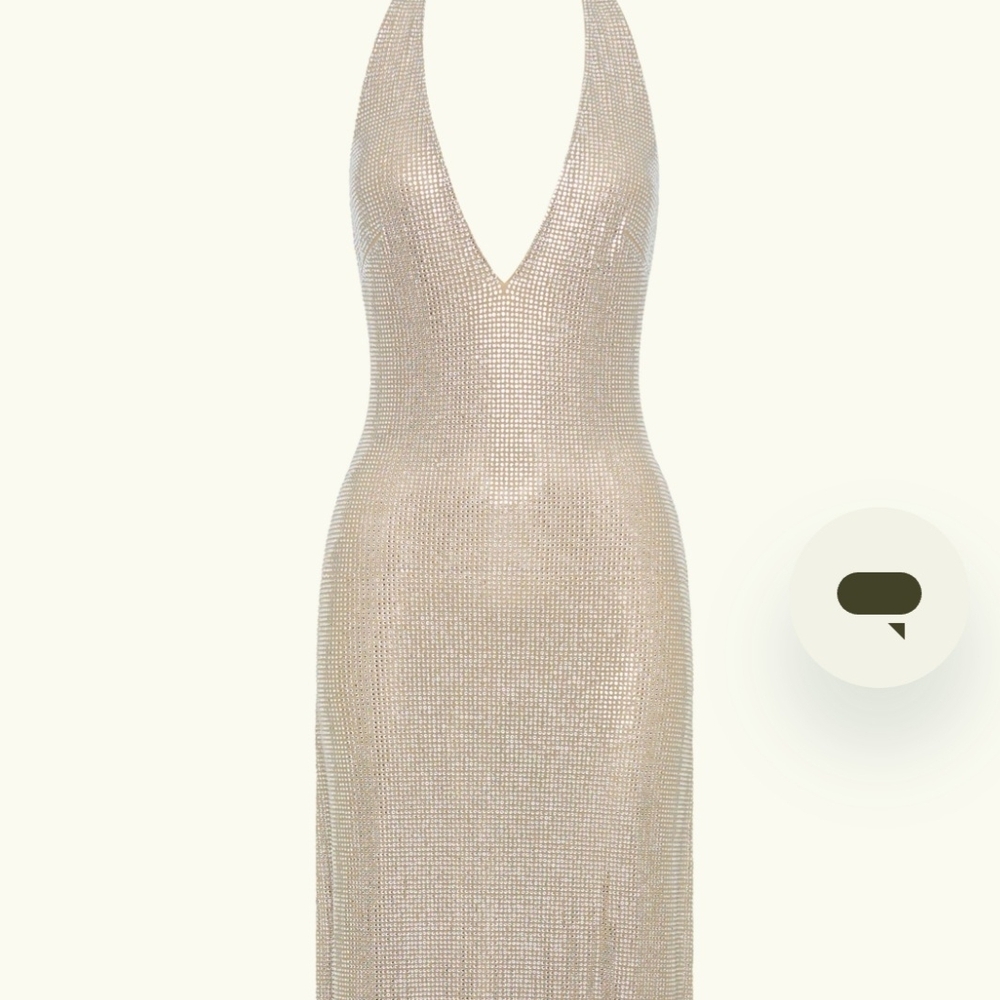 Elegant Halter Neck Gold Dress